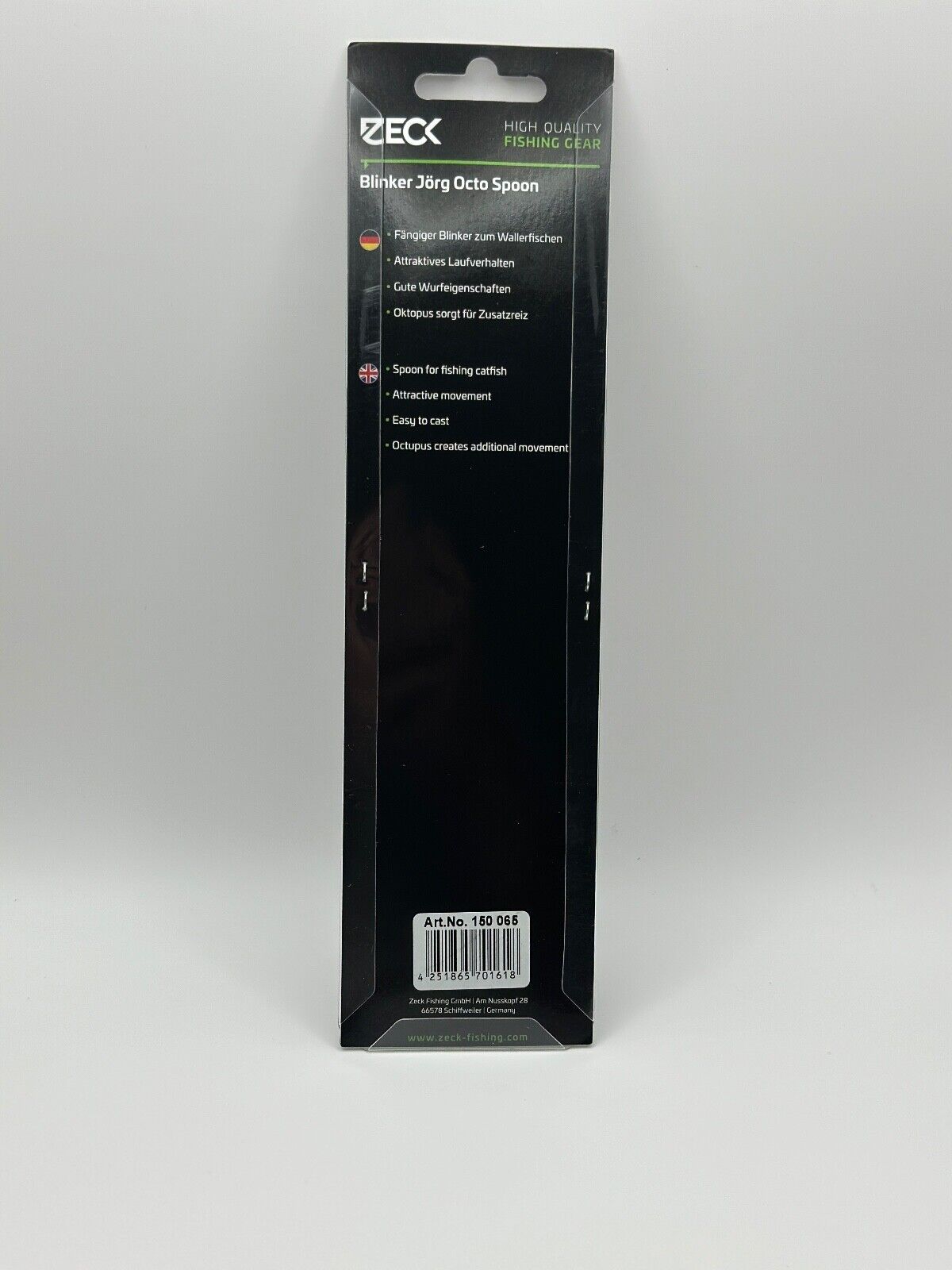 Zeck Blinker Jörg Octo Spoon Black 45g, Blinker zum Wallerfischen, Angelzubehör