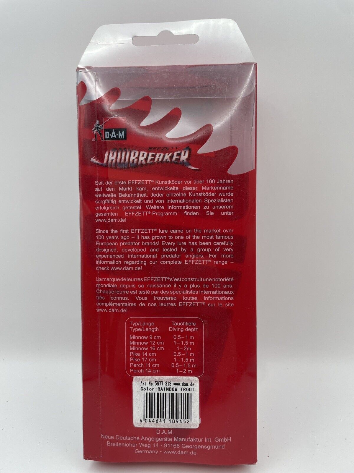 DAM Wobbler Jawbreaker Effzett Rainbow Traut 13cm Angelköder Angelzubehör