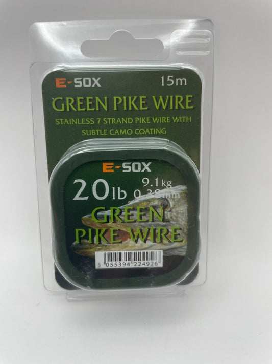 Drennan ESox Stahlvorfach Green Pike Wire 7 Stränge 20 LB 9.1 KG 0,38mm 15m0