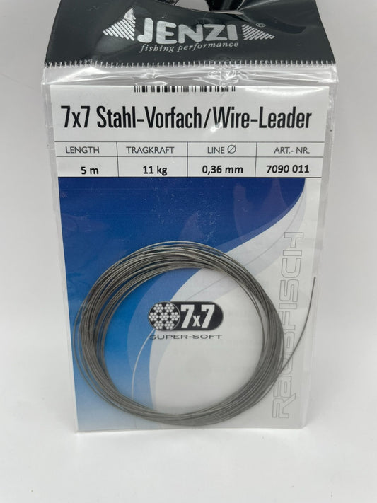 Jenzi 7x7 StahlVorfach 5m 11Kg 0.36mm Stahlvorfach0