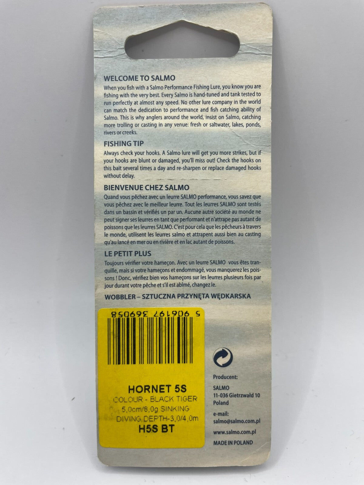 Salmo Hornet 5S Black Tiger 5cm 8g Sinking1