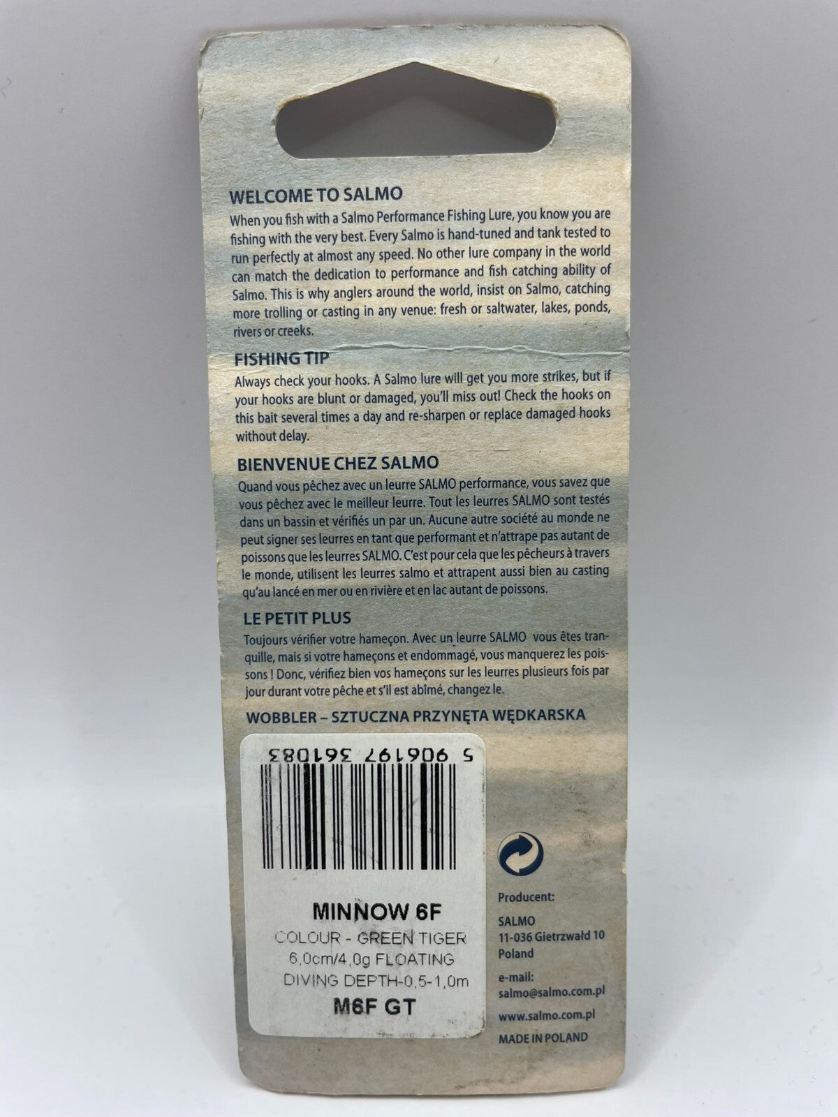 Salmo Minnow 6F Green Tiger 6cm 4g Floating1