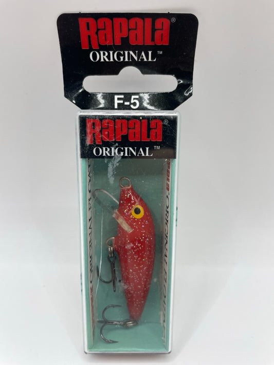 Rapala Original Floating F5 FRHF Red Hologram Flake Wobbler0