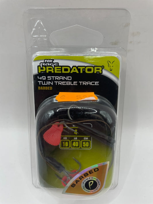 Fox Rage Predator 49 Strand Twin Treble Trace Vorfach Drillinge 18 KG 50 cm0