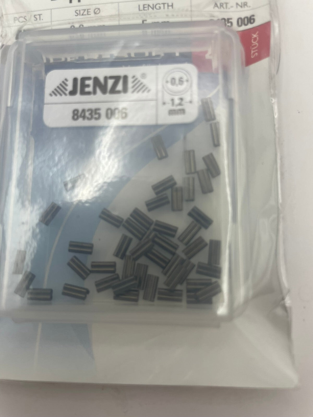 Jenzi Doppel KlemmHülsen 45 Stk 0,6mm 5mm lang Klemmhülsen2