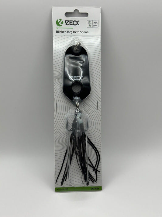 Zeck Blinker Jörg Octo Spoon Black 45g, Blinker zum Wallerfischen, Angelzubehör