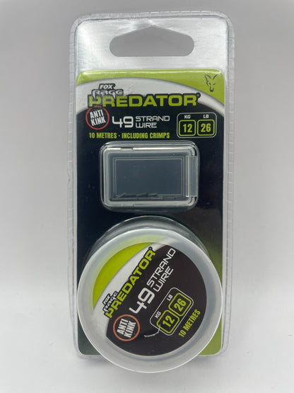 FOX RAGE Predator 49 Strand Wire 10m 12kg Stahlvorfach Raubfisch0