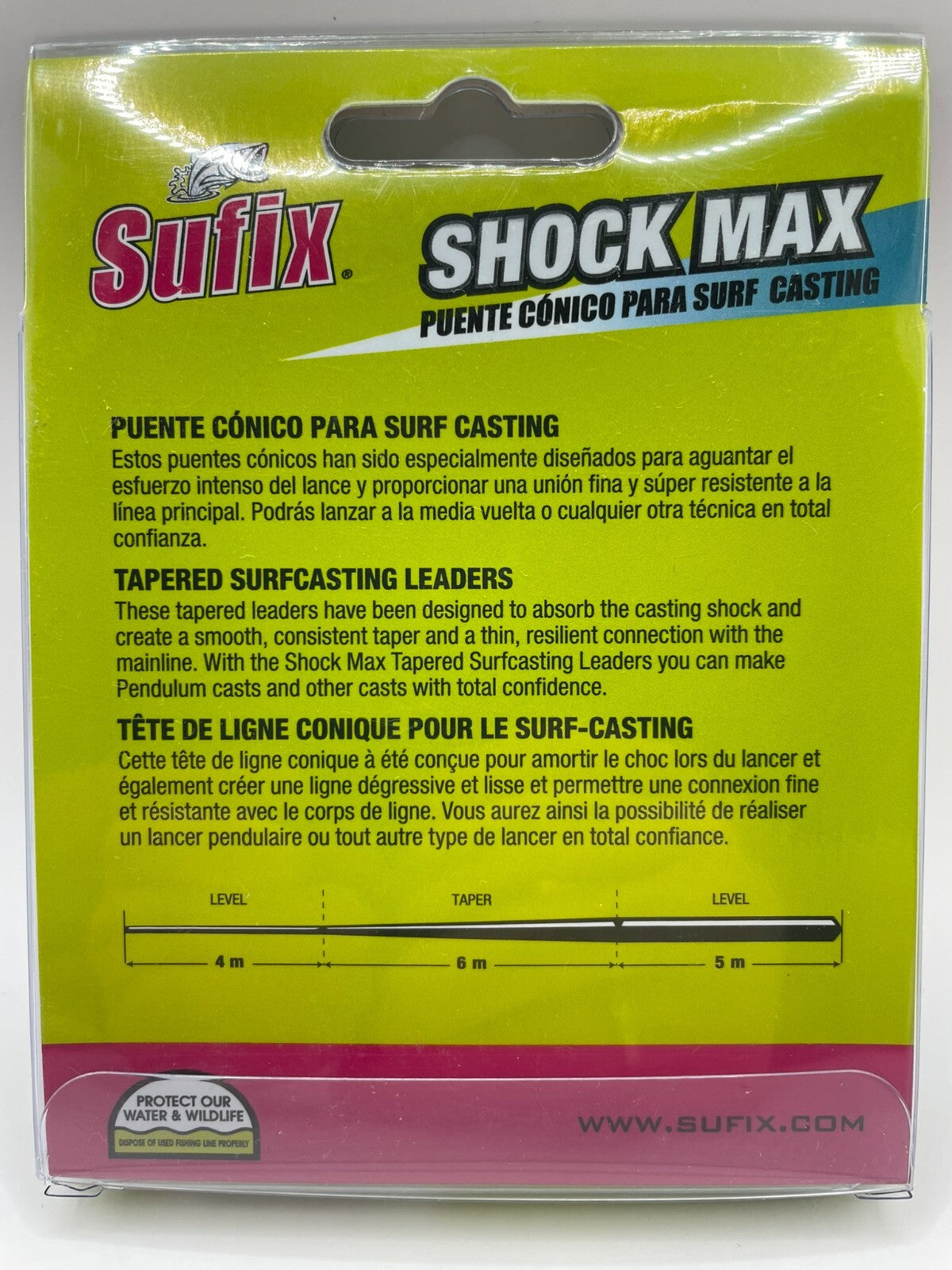 Sufix Shock Max Surfcasting Tapered Leaders 5x15m 0,35mm 0,57mm1