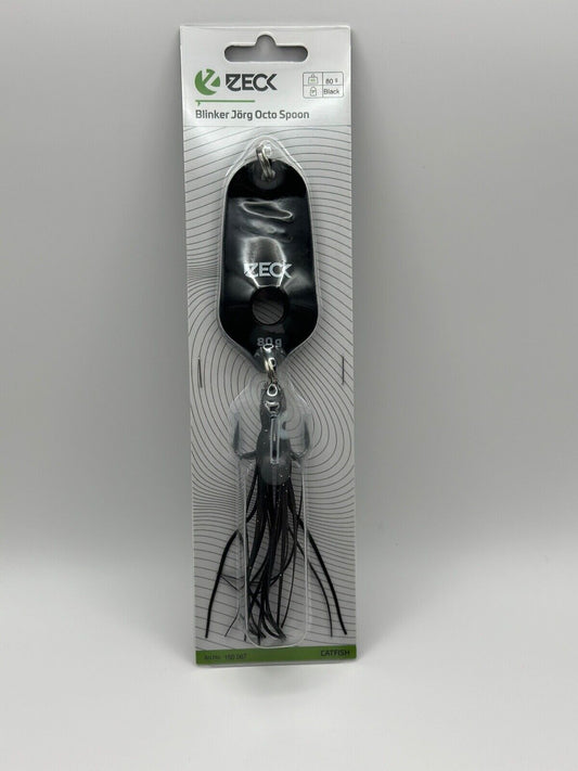 Zeck Blinker Jörg Octo Spoon Black 80g, Blinker zum Wallerfischen, Angelzubehör