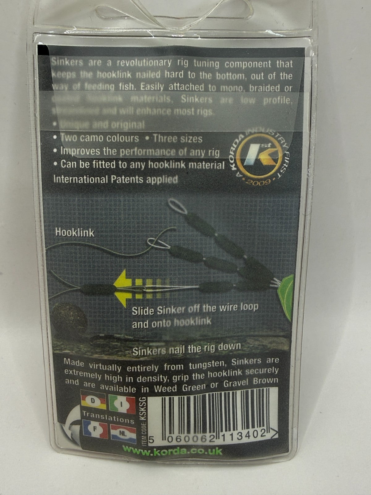 Korda Sinkers Tungsten Hooklink Weights Weed Green Small1