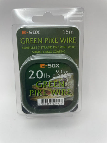 Drennan E-Sox Stahlvorfach Green Pike Wire 7 Stränge 20 LB 9.1 KG 0,38mm 15m